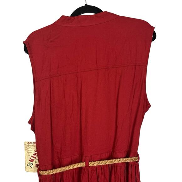 NWT 1st Kiss Sleeveless Red Midi Button Up Shirtdress Size 2X - Picture 7 of 10